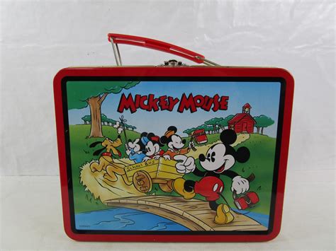 1997 metal mickey mouse lunch box|Mickey Mouse lunch box set.